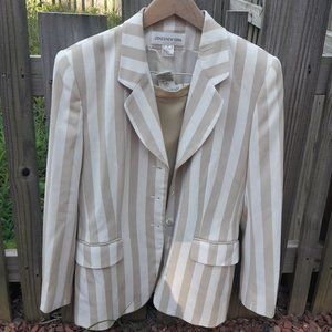 Blazer Jacket and Matching Skirt 2 Piece Candy Stripe Vintage Suit womens 8